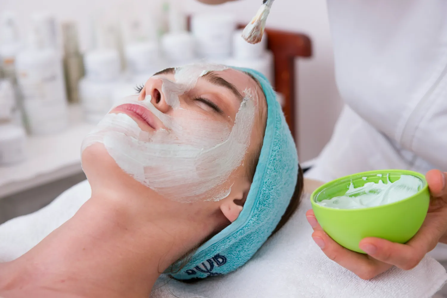 Clay mask and cleanser application setup for acne care
