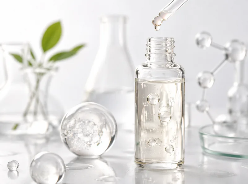 Supramolecular salicylic acid acne skincare serum in a clinical lab setting