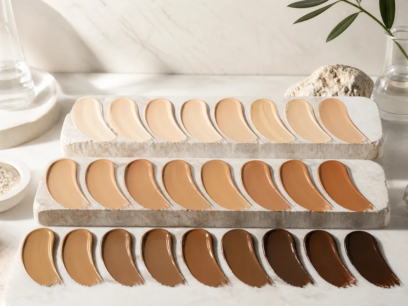 Inclusive foundation shade range across multiple undertones