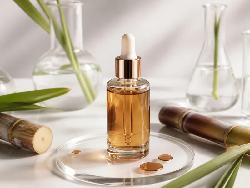 Plant DHA self-tanning serum with natural bronze tone cues