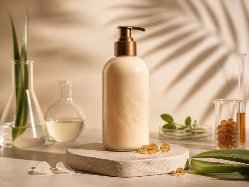 After-sun color-lock lotion with stable bronze skincare cues